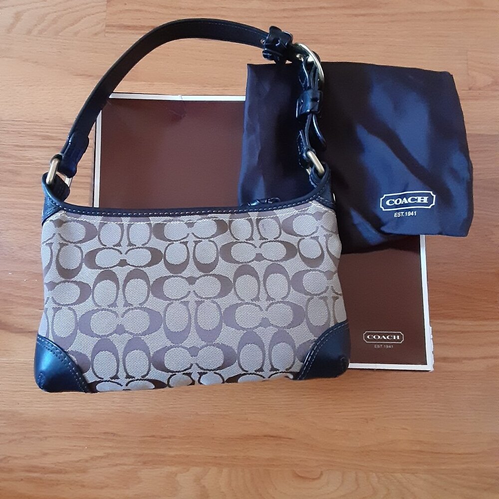 Coach Khaki/Coal Zip Hobo Bag w/Original Box and Dust Bag